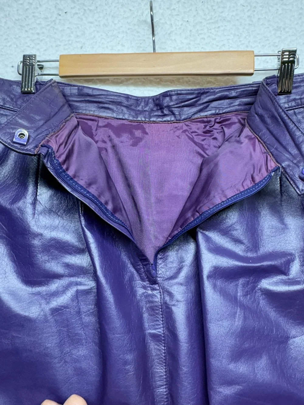 Vintage Dorado Fashion Purple Genuine Leather Midi Skirt 16W